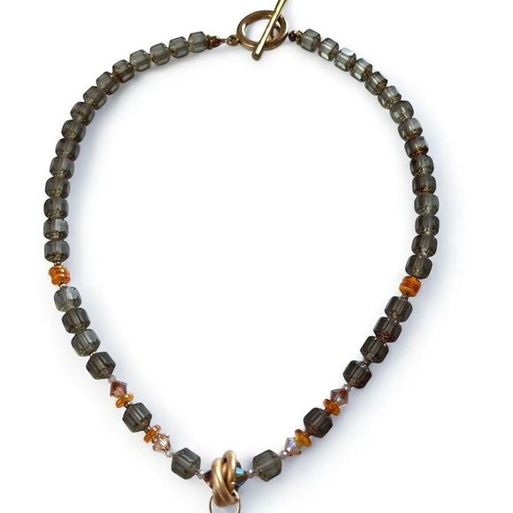 Czech Beaded Carnelian Pendant Necklace - Picture 3 of 5